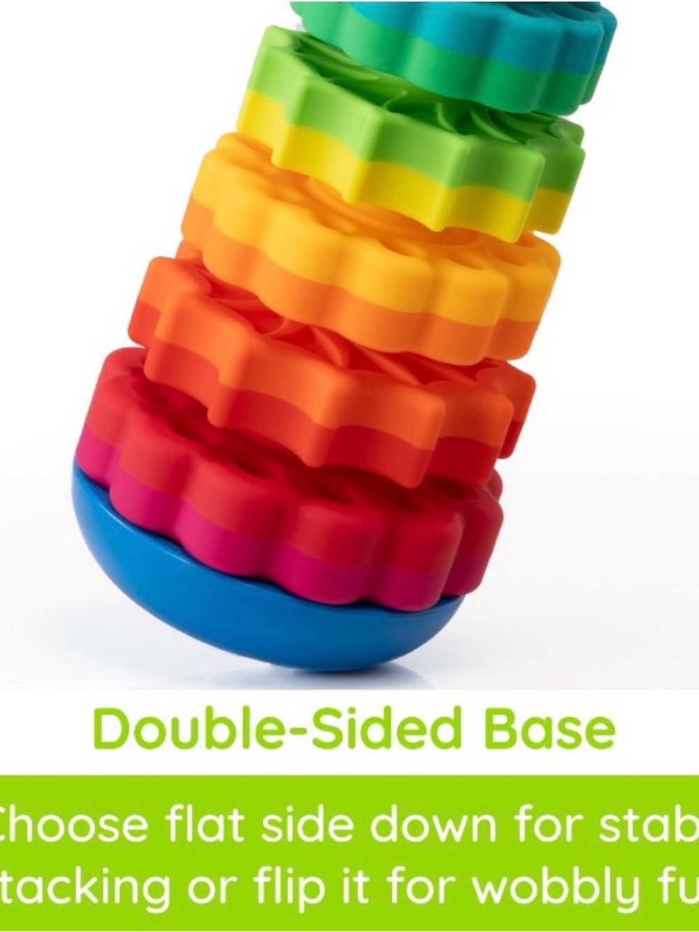 Fat Brain Toy Stacking Rainbow Gear Toy - Multicolor Silicone Rings - Picture 2 of 9